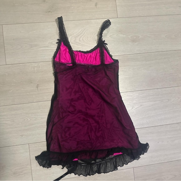 Current Mood Burgundy Slip with Black Lace Trim - Picture 3 of 4